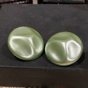 Japan Green Button Clip Earrings